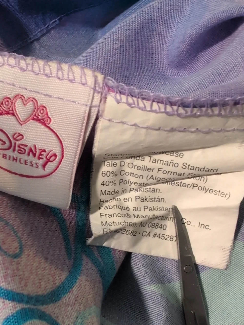 Vintage Disney The Little Mermaid Ariel Reversible Pillowcase Teal Pink Princess